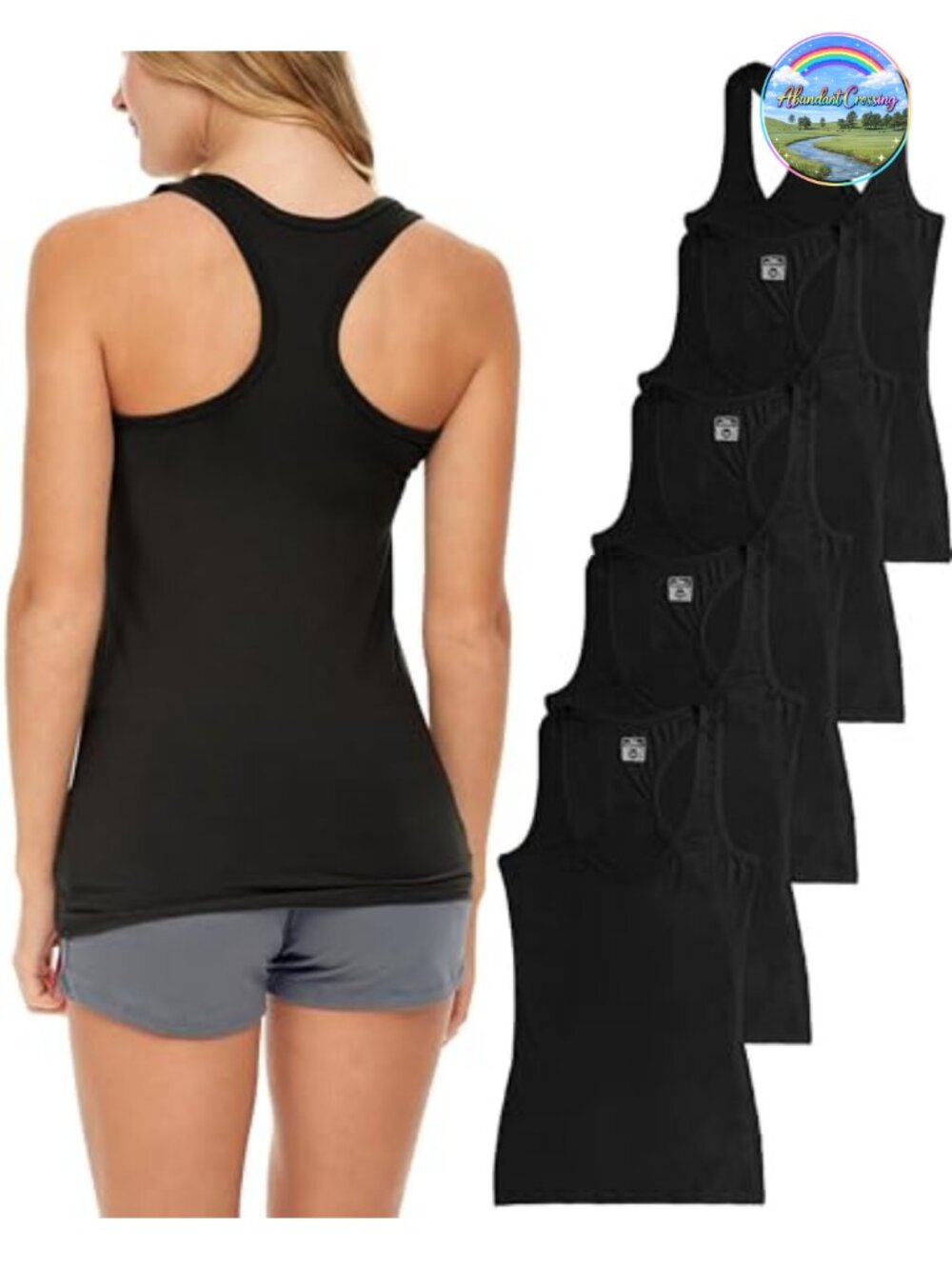 Women's Racerback Tank Tops Cotton Spandex Stretch Yoga Gym Activewear 5 Pack